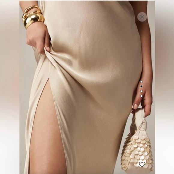 J. Crew High Neck Slip Dress in Luster Crepe Lt Khaki, Sz 8 Formal Wedding Guest - Picture 13 of 14